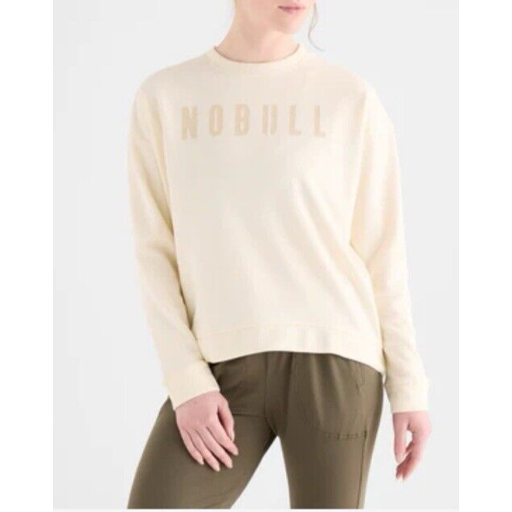 NOBULL Women's crew neck Logo soft sweatshirt MEDIUM Ivory Excellent Condition - Picture 10 of 10